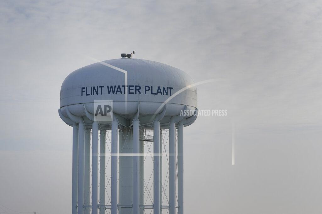 Paul Sancya The Flint Water Plant tower is shown in Flint, Mich., Wednesday, Jan. 13, 2021. Some Flint residents impacted by months of lead-tainted water are looking past expected charges against former Gov. Rick Snyder and others in his administration to healing physical and emotional damages left by the crisis. (AP Photo/Paul Sancya)