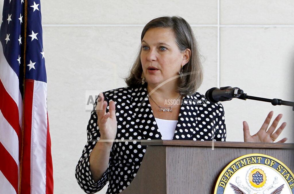 Boris Grdanoski FILE - In this July 11, 2016, file photo U.S. Assistant Secretary of State for European and Eurasian Affairs Victoria Nuland talks to the media at a news conference at the U.S. Embassy in Skopje, Macedonia. The United States and Germany have reached a deal that will allow the completion of a controversial Russian gas pipeline to Europe without the imposition of further U.S. sanctions, a senior U.S. official said Wednesday, July 21, 2021. Under Secretary of State for Political Affairs Victoria Nuland told Congress that the two governments would shortly announce details of the pact that is intended to address U.S. and eastern and central European concerns about the impact of the Nord Stream 2 project. (AP Photo/Boris Grdanoski, File)