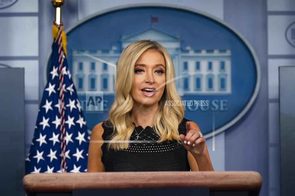 Evan Vucci White House press secretary Kayleigh McEnany speaks during a press briefing at the White House, Wednesday, July 8, 2020, in Washington. (AP Photo/Evan Vucci)