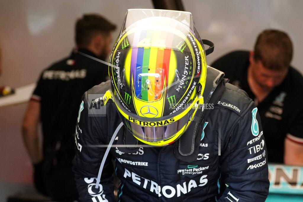 Darko Bandic Mercedes driver Lewis Hamilton of Britain preparers for the second free practice session for the Hungarian Formula One Grand Prix at the Hungaroring racetrack in Mogyorod, near Budapest, Hungary, Friday, July 29, 2022. The Hungarian Formula One Grand Prix will be held on Sunday. (AP Photo/Darko Bandic)