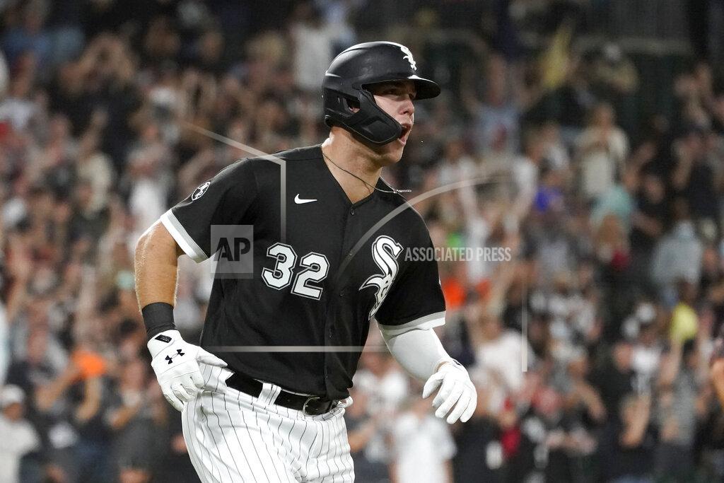 Charles Rex Arbogast Chicago White Sox's Gavin Sheets yells after hitting his three-run home run off Los Angeles Angels relief pitcher Andrew Wantz during the third inning of a baseball game Tuesday, Sept. 14, 2021, in Chicago. (AP Photo/Charles Rex Arbogast)