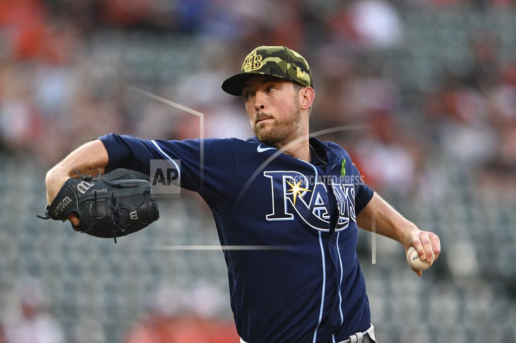 Gail Burton Tampa Bay Rays pitcher Jeffrey Springs throws to a Baltimore Orioles batter during the first inning of a baseball game Saturday, May 21, 2022, in Baltimore. (AP Photo/Gail Burton)