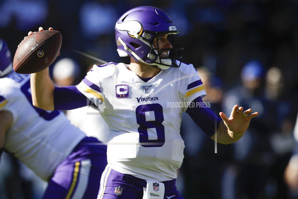 Marcio Jose Sanchez Minnesota Vikings quarterback Kirk Cousins throws a pass during the first half of an NFL football game against the Los Angeles Chargers, Sunday, Dec. 15, 2019, in Carson, Calif. (AP Photo/Marcio Jose Sanchez)