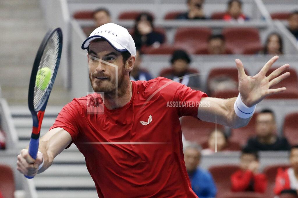 Mark Schiefelbein FILE - In this Oct. 4, 2019, file photo, Andy Murray of Britain hits a shot against Dominic Thiem of Austria during their men's singles quarterfinal match in the China Open tennis tournament at the Diamond Court in Beijing. Murray is scheduled to play in the U.S. Open, scheduled for Aug. 31-Sept. 13, 2020.(AP Photo/Mark Schiefelbein, File)