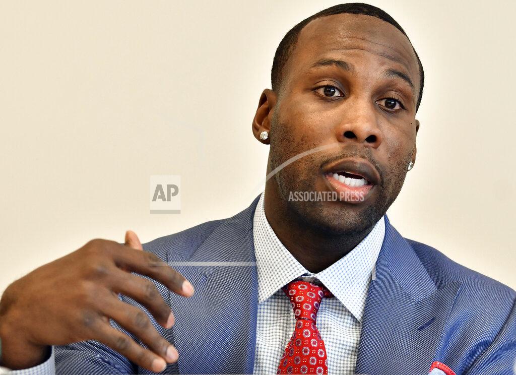 Josh Reynolds FILE - In this March 23, 2018, file photo, former NFL player Anquan Boldin, speaks during a session to discuss criminal justice issues with other current and former NFL football players at Harvard Law School, Friday, March 23, 2018, in Cambridge, Mass. The NFL has suddenly become a clarion in the quest for social justice, most strikingly tackling the issue of police brutality against African-Americans. (AP Photo/Josh Reynolds, File)