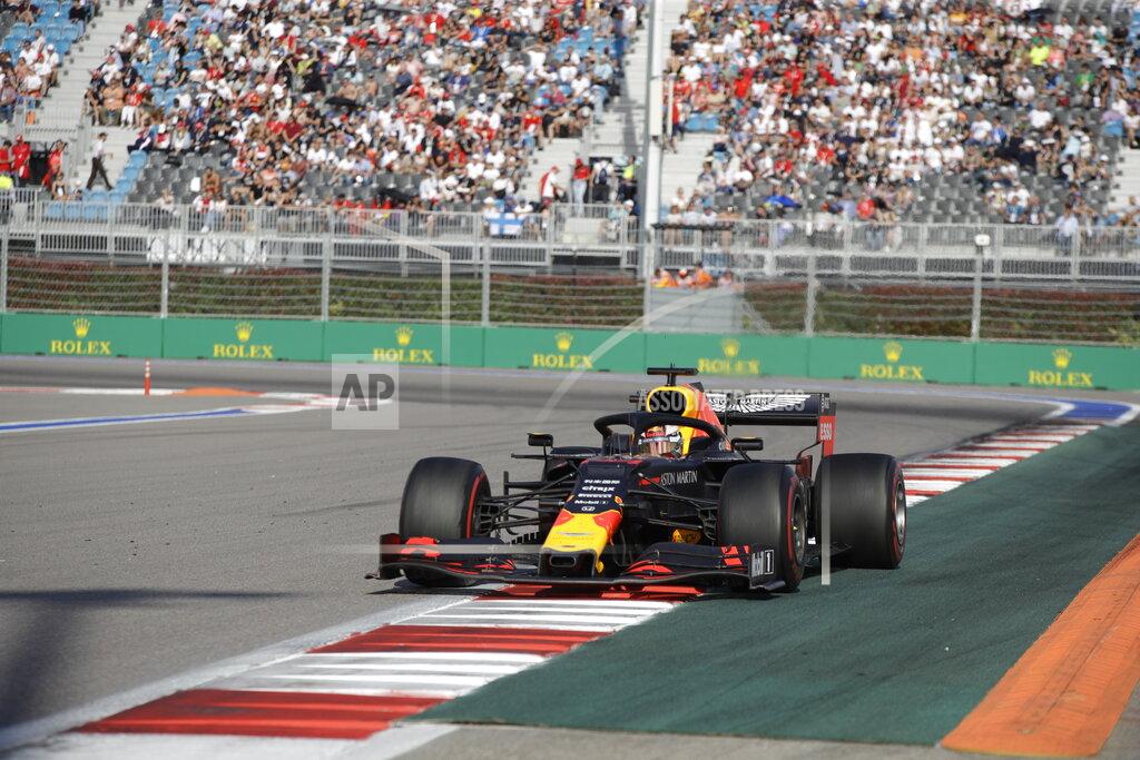 Luca Bruno Red Bull driver Max Verstappen of the Netherland's steers his racer during the Russian Formula one Grand Prix, at the 'Sochi Autodrom' Formula One circuit, in Sochi, Russia, Sunday, Sept. 29, 2019. (AP Photo/Luca Bruno)