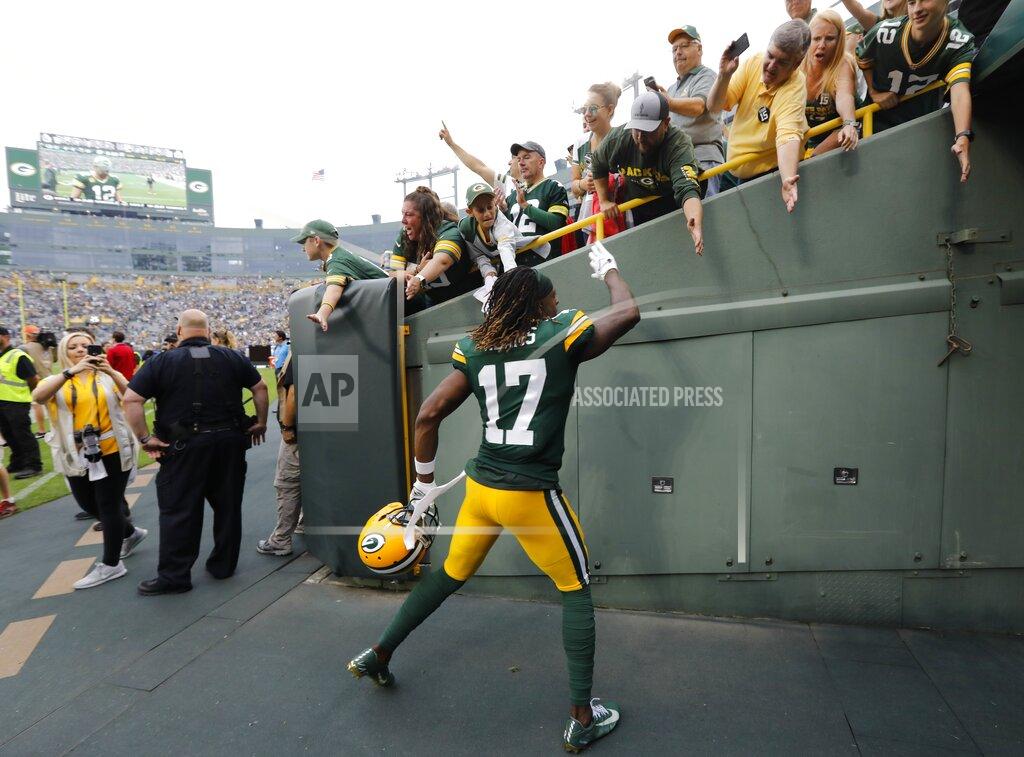 Mike Roemer Green Bay Packers' Davante Adams greets fans after an NFL football game against the Minnesota Vikings Sunday, Sept. 15, 2019, in Green Bay, Wis. The Packers won 21-16. (AP Photo/Mike Roemer)