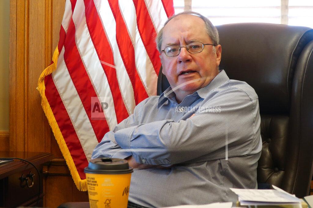 John Hanna Kansas Senate Minority Leader Anthony Hensley, D-Topeka, answers questions during an Associated Press interview, Friday, June 26, 2020, in his Statehouse office in Topeka, Kan. Hensley suggests Republican legislative leaders are trying to score "gotcha points" by criticizing Democratic Gov. Laura Kelly's budget-balancing plans. (AP Photo/John Hanna)