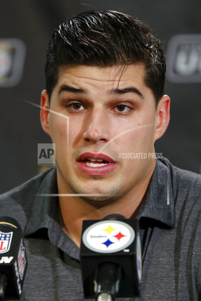 Keith Srakocic Pittsburgh Steelers quarterback Mason Rudolph speaks during a news conference after the team's NFL football game against the Los Angeles Rams, Sunday, Nov. 10, 2019, in Pittsburgh. The Steelers won 17-12. (AP Photo/Keith Srakocic)