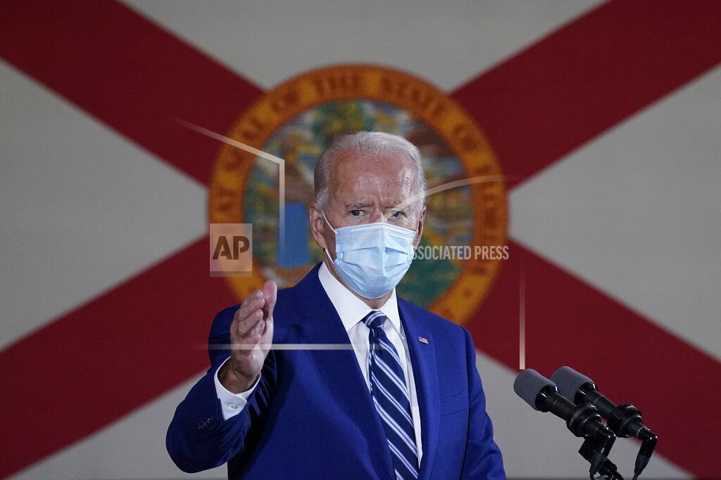 Carolyn Kaster Democratic presidential candidate former Vice President Joe Biden speaks at Southwest Focal Point Community Center in, Pembroke Pines, Fla., Tuesday Oct. 13, 2020. (AP Photo/Carolyn Kaster)