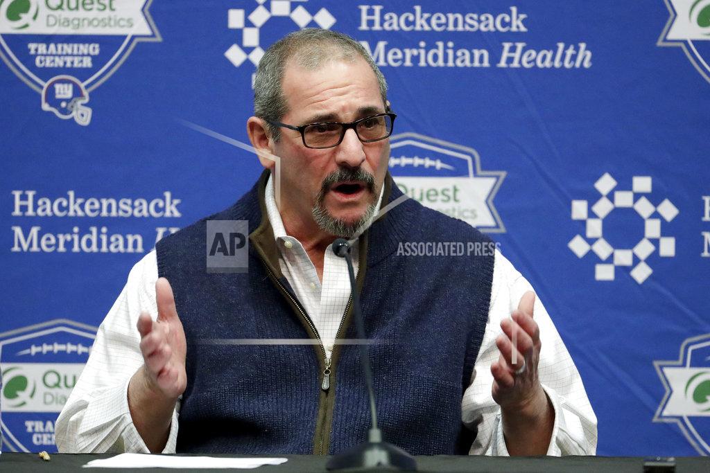 Julio Cortez New York Giants general manager Dave Gettleman speaks during an end-of-season press conference at the NFL football team's training facility, Wednesday, Jan. 2, 2019, in East Rutherford, N.J. The Giants finished with a record of 5-11, last in the NFC East division. (AP Photo/Julio Cortez)