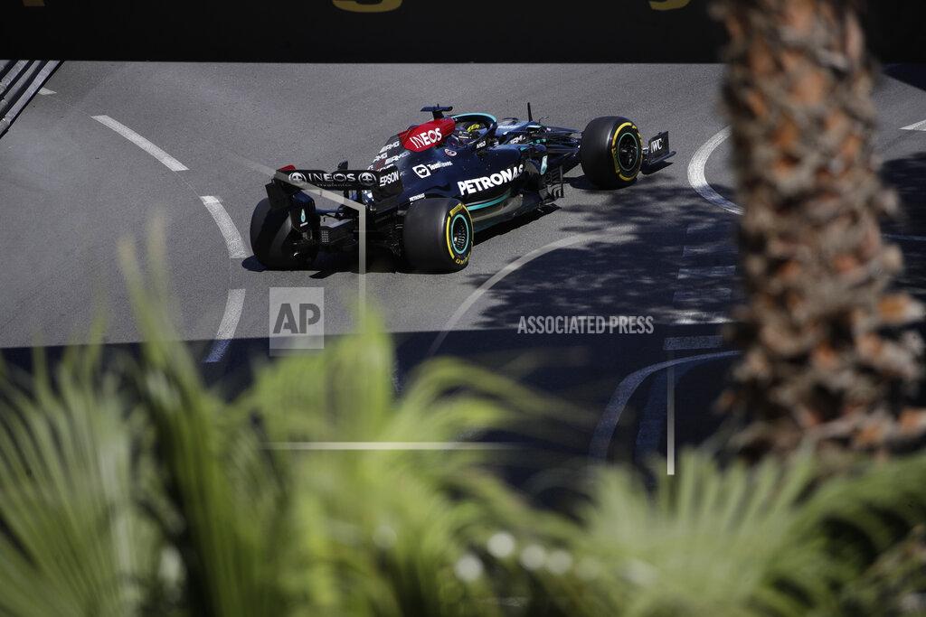 Luca Bruno Mercedes driver Lewis Hamilton of Britain steers his car during the second free practice for Sunday's Formula One race, at the Monaco racetrack, in Monaco, Thursday, May 20, 2021. (AP Photo/Luca Bruno)