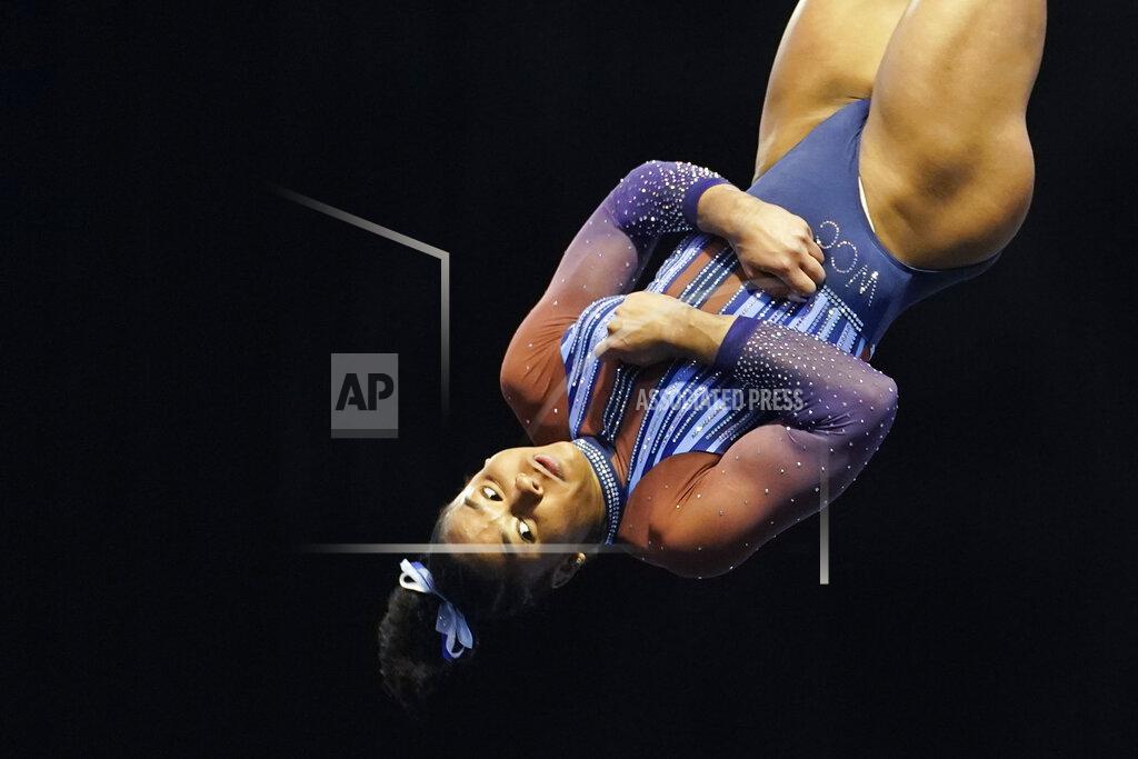 Darron Cummings Jordan Chiles performs in the floor exercise during the Winter Cup gymnastics competition, Saturday, Feb. 27, 2021, in Indianapolis. (AP Photo/Darron Cummings)