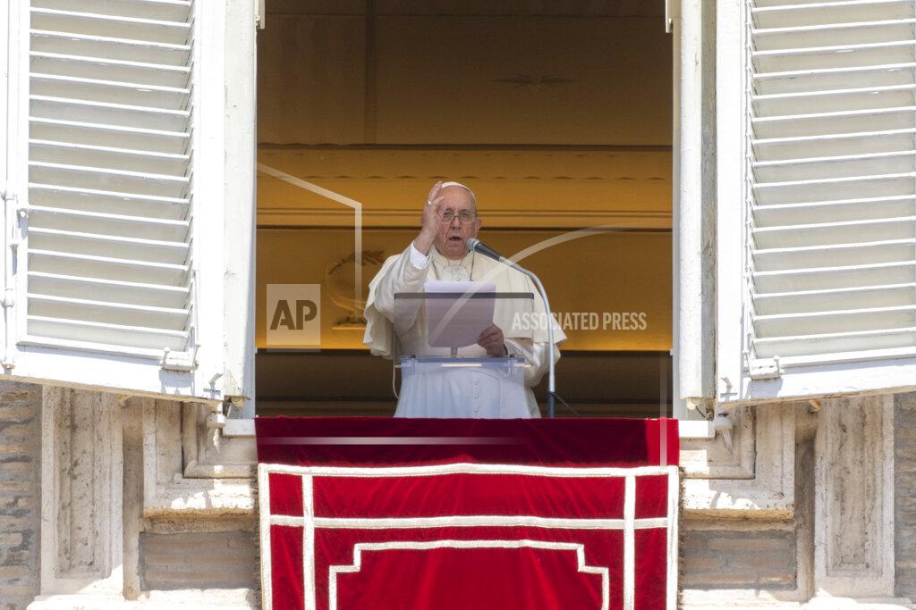 Andrew Medichini Pope Francis delivers his blessing as he recites the Regina Coeli noon prayer from the window of his studio overlooking St.Peter's Square, at the Vatican, Sunday, May 22, 2022. (AP Photo/Andrew Medichini)