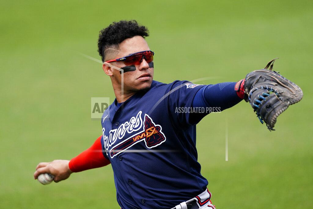 John Bazemore Atlanta Braves catcher William Contreras (60) warms up before a spring training baseball game against the Boston Red Sox Wednesday, March 10, 2021, in Fort Myers, Fla.. (AP Photo/John Bazemore)