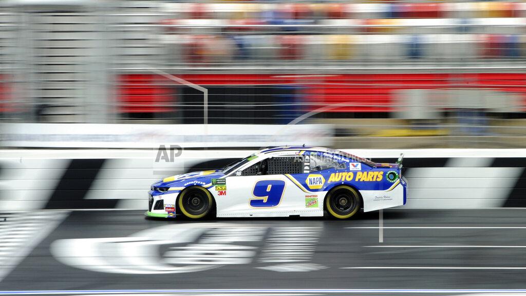 Mike Mccarn Chase Elliott during practice for Sunday's NASCAR Cup Series auto race at Charlotte Motor Speedway in Concord, N.C., Saturday, Sept. 28, 2019. (AP Photo/Mike McCarn)