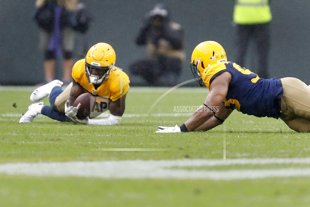 Matt Ludtke Green Bay Packers defensive back Darnell Savage, left, intercepts a pass during the second half of an NFL football game against the Denver Broncos, Sunday, Sept. 22, 2019, in Green Bay, Wis. Green Bay won 27-16. (AP Photo/Matt Ludtke)
