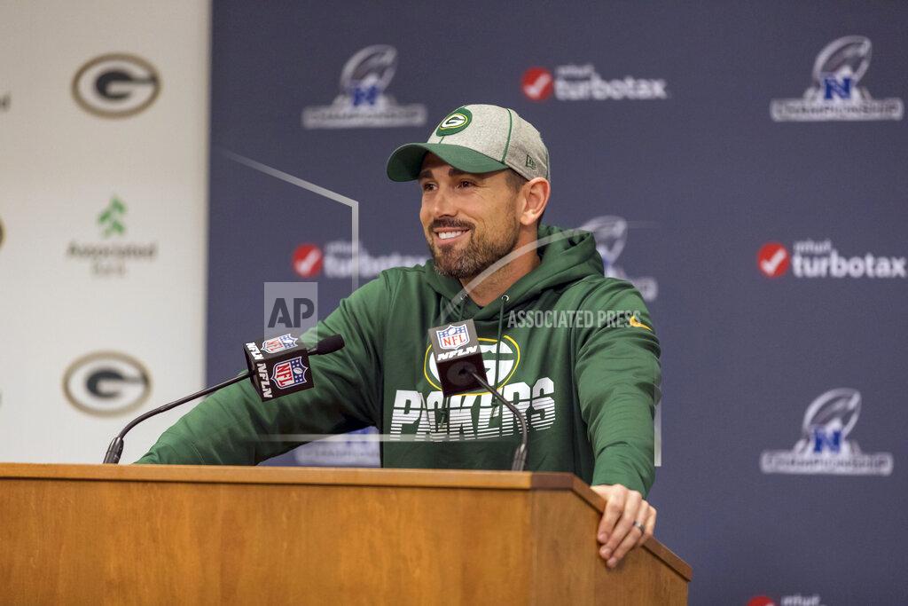 Mike Roemer FILE - In this Jan. 17, 2020, file photo, Green Bay Packers head coach Matt LaFleur answers a questions from the media in Green Bay, Wis. The NFL Draft is April 23-25. (AP Photo/Mike Roemer, File)