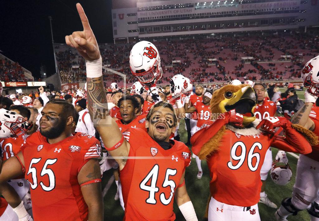 Rick Bowmer Utah's Nick Ford (55) and Samson Nacua (45) celebrate following their NCAA college football game against Southern California Saturday, Oct. 20, 2018, in Salt Lake City. (AP Photo/Rick Bowmer)
