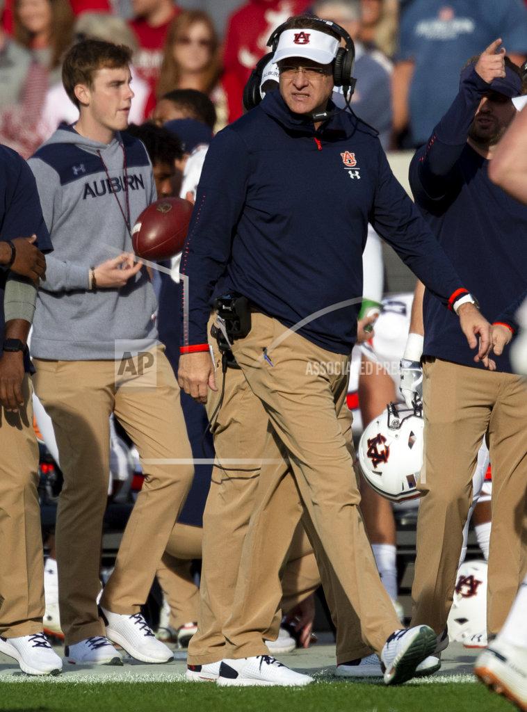 Vasha Hunt Auburn head coach Gus Malzahn paces the sideline during the first half of an NCAA college football game against Alabama, Saturday, Nov. 24, 2018, in Tuscaloosa, Ala. (AP Photo/Vasha Hunt)