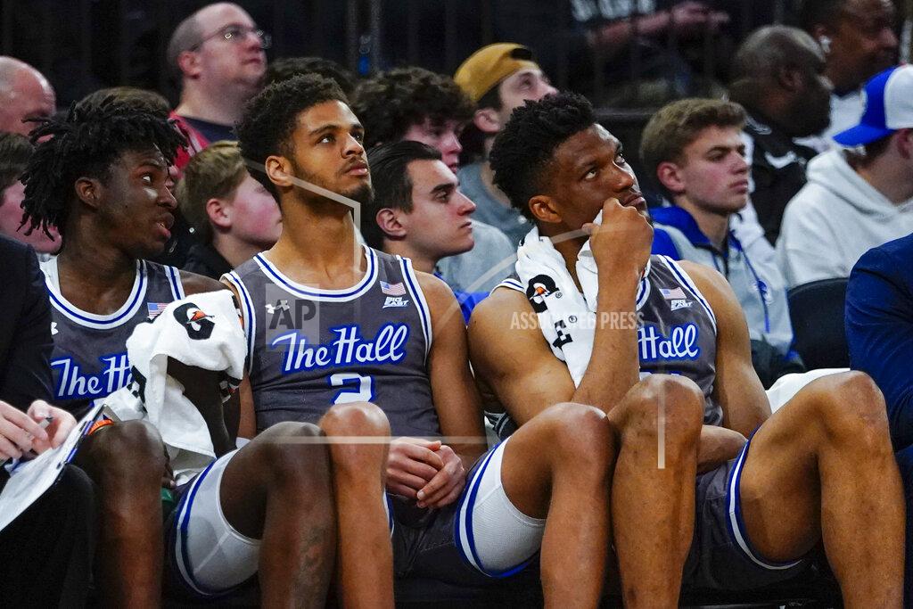 Frank Franklin Ii Seton Hall's Kadary Richmond, left, Tray Jackson, center, and Myles Cale, right, react during the second half of the team's NCAA college basketball game against Connecticut in the Big East men's tournament Thursday, March 10, 2022, in New York. Connecticut won 62-52. (AP Photo/Frank Franklin II)