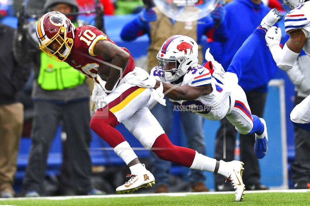 Adrian Kraus Washington Redskins wide receiver Paul Richardson (10) is tackled by Buffalo Bills defensive back Levi Wallace (39) during the second half of an NFL football game, Sunday, Nov. 3, 2019, in Orchard Park, N.Y. (AP Photo/Adrian Kraus)