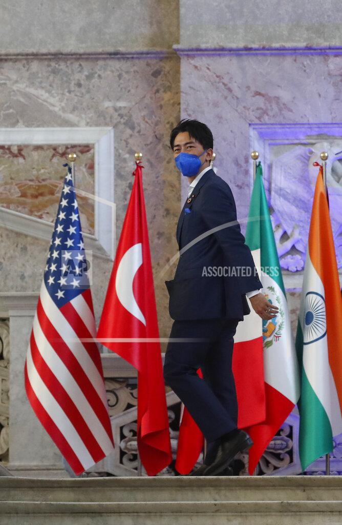 Salvatore Laporta Japan's Environment Minister Shinjirō Koizumi arrives at Palazzo Reale in Naples, Italy, Thursday, July 22, 2021, to take part in a G20 meeting on environment, climate and energy. (AP Photo/Salvatore Laporta)