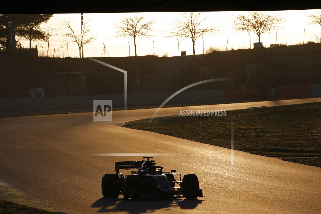 Joan Monfort Haas driver Kevin Magnussen of Denmark steers his car during a Formula One pre-season testing session at the Catalunya racetrack in Montmelo, outside Barcelona, Spain, Tuesday, Feb. 26, 2019. (AP Photo/Joan Monfort)