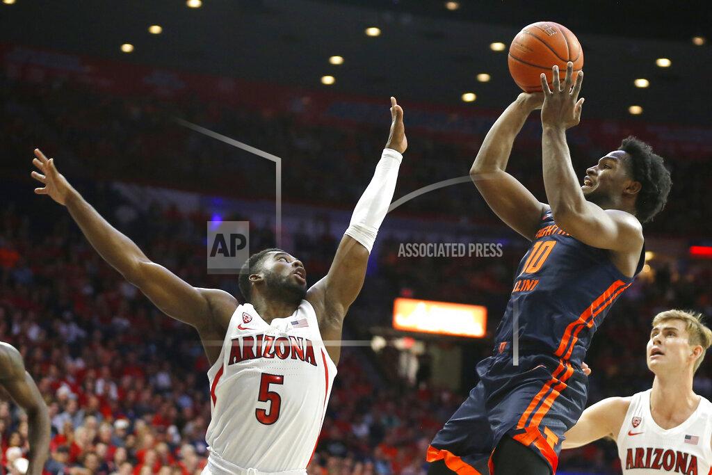Rick Scuteri Illinois guard Andres Feliz (10) shoots over Arizona guard Max Hazzard (5) during the first half of an NCAA college basketball game Sunday, Nov. 10, 2019, in Tucson, Ariz. (AP Photo/Rick Scuteri)
