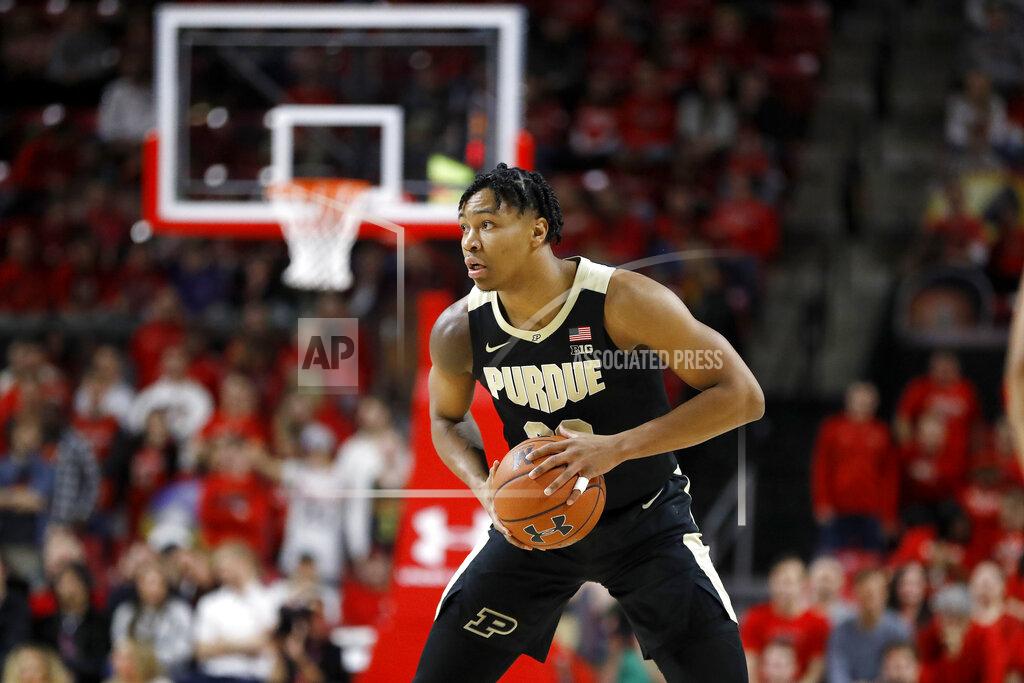 Julio Cortez Purdue guard Nojel Eastern looks for an open teammate against Purdue during the first half of an NCAA college basketball game, Saturday, Jan. 18, 2020, in College Park, Md. (AP Photo/Julio Cortez)