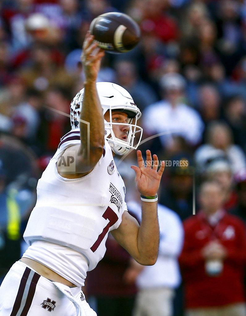 Butch Dill Mississippi State quarterback Nick Fitzgerald (7) throws a pass during the first half of an NCAA college football game against Alabama, Saturday, Nov. 10, 2018, in Tuscaloosa, Ala. (AP Photo/Butch Dill)