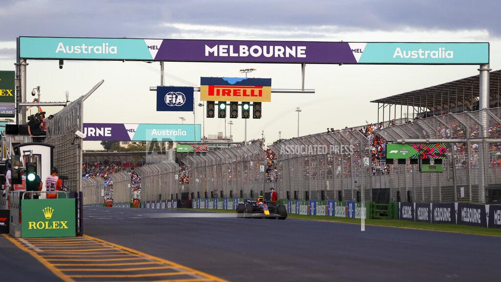 Asanka Brendon Ratnayake Red Bull driver Sergio Perez of Mexico steers his car during the second practice session for the Australian Formula One Grand Prix in Melbourne, Australia, Friday, April 8, 2022. (AP Photo/Asanka Brendon Ratnayake)