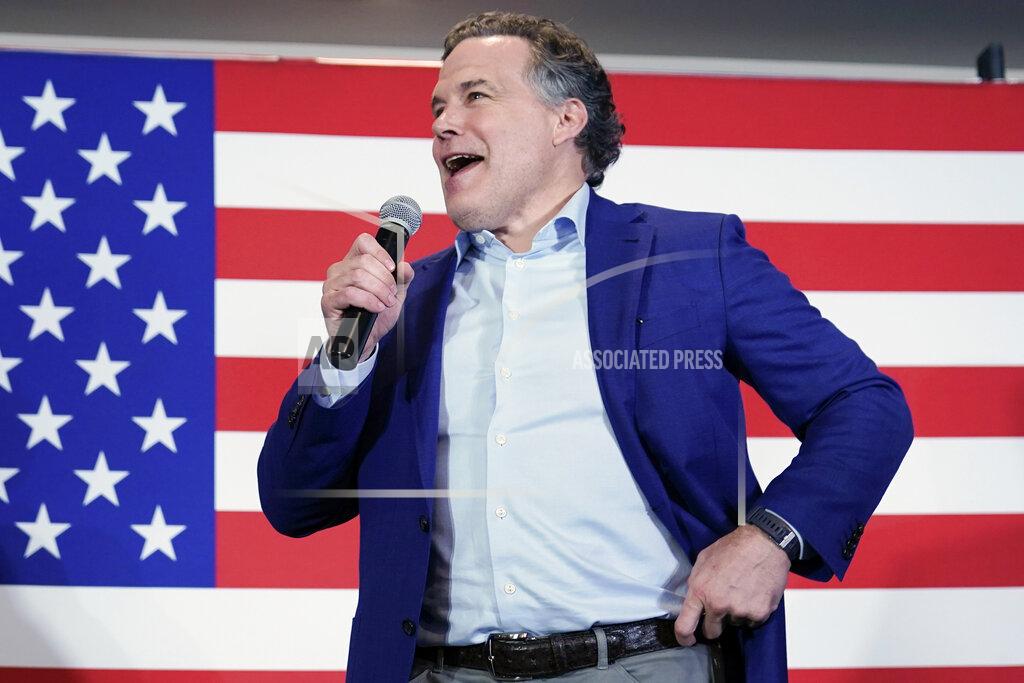 Keith Srakocic Republican candidate for Pennsylvania U.S. Senate Dave McCormick talks to supporters as returns show a close race during his returns watch party in the Pennsylvania primary election, Tuesday, May 17, 2022, in Pittsburgh. (AP Photo/Keith Srakocic)