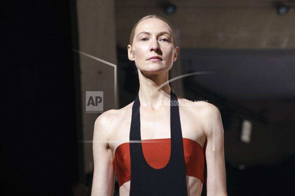 Vianney Le Caer A model wears a creation for the Hermes Spring-Summer 2021 fashion collection, Saturday, Oct. 3, 2020, during Paris fashion week. (Photo by Vianney Le Caer/Invision/AP)