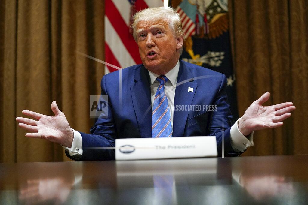 President Donald Trump speaks during a roundtable about America's seniors, in the Cabinet Room of the White House, Monday, June 15, 2020, in Washington. (AP Photo/Evan Vucci)