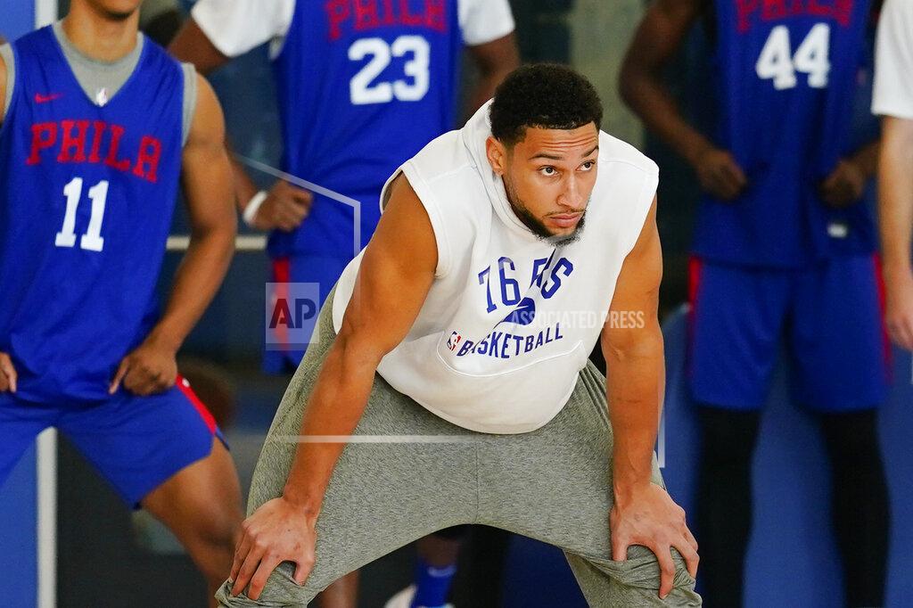 Matt Rourke Philadelphia 76ers' Ben Simmons takes part in a practice at the NBA basketball team's facility, Monday, Oct. 18, 2021, in Camden, N.J. (AP Photo/Matt Rourke)