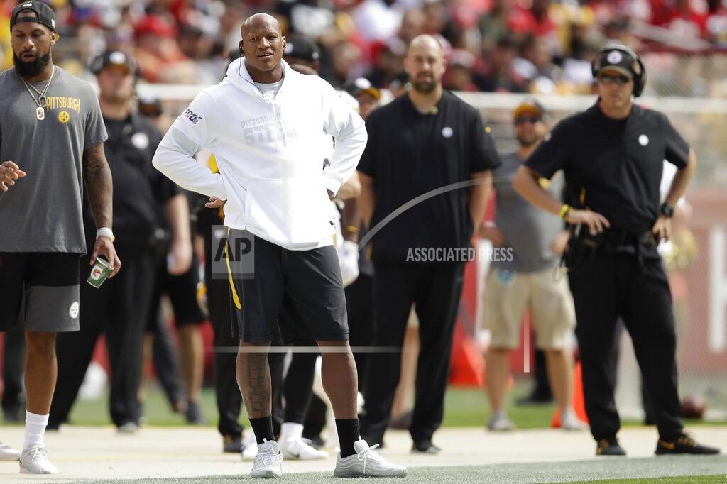 Ben Margot Ryan Shazier, center left, watches from the sideline during the first half of an NFL football game between the San Francisco 49ers and the Pittsburgh Steelers in Santa Clara, Calif., Sunday, Sept. 22, 2019. (AP Photo/Ben Margot)