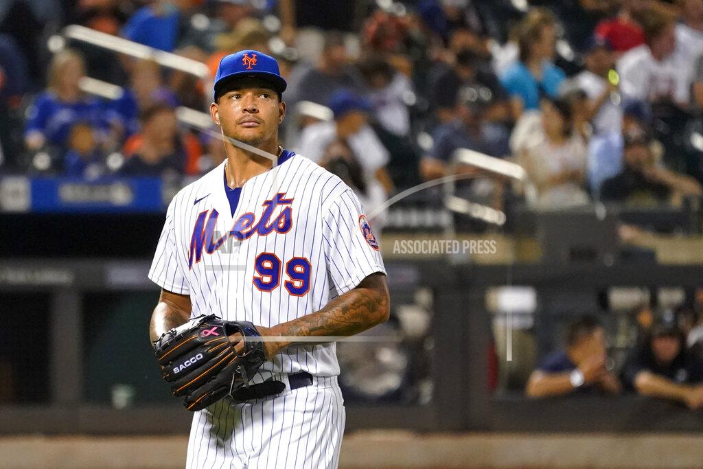 Mary Altaffer New York Mets starting pitcher Taijuan Walker walks off the field after being removed following a three-run home run by the Toronto Blue Jays during the fifth inning of a baseball game Saturday, July 24, 2021, in New York. (AP Photo/Mary Altaffer)