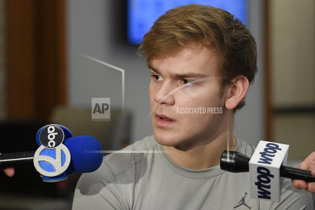 Nick Wass Georgetown's Mac McClung speaks during an NCAA college basketball media availability, Wednesday, Dec. 11, 2019, in Washington. It was hard not to do a double-take when Georgetown basketball coach Patrick Ewing replied to a question Wednesday about whether his full roster will be available for the team's next game, against Syracuse, by saying, "As of now, yes." That'll be the Hoyas' first home contest since legal matters involving players came to light. (AP Photo/Nick Wass)
