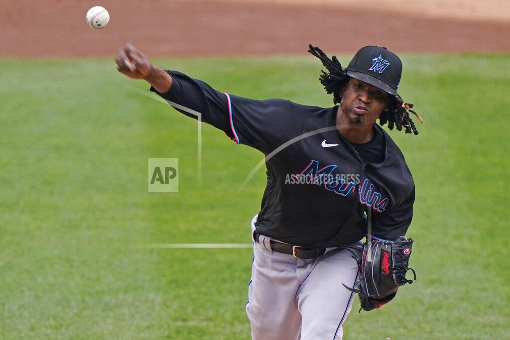 Kathy Willens Miami Marlins starting pitcher Jose Urena delivers during the first inning of a baseball gam against the New York Yankees, Sunday, Sept. 27, 2020, at Yankee Stadium in New York. (AP Photo/Kathy Willens)