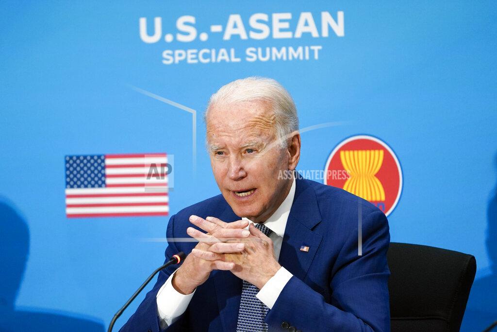 Susan Walsh President Joe Biden participates in the U.S.-ASEAN Special Summit to commemorate 45 years of U.S.-ASEAN relations at the State Department in Washington, Friday, May 13, 2022. (AP Photo/Susan Walsh)