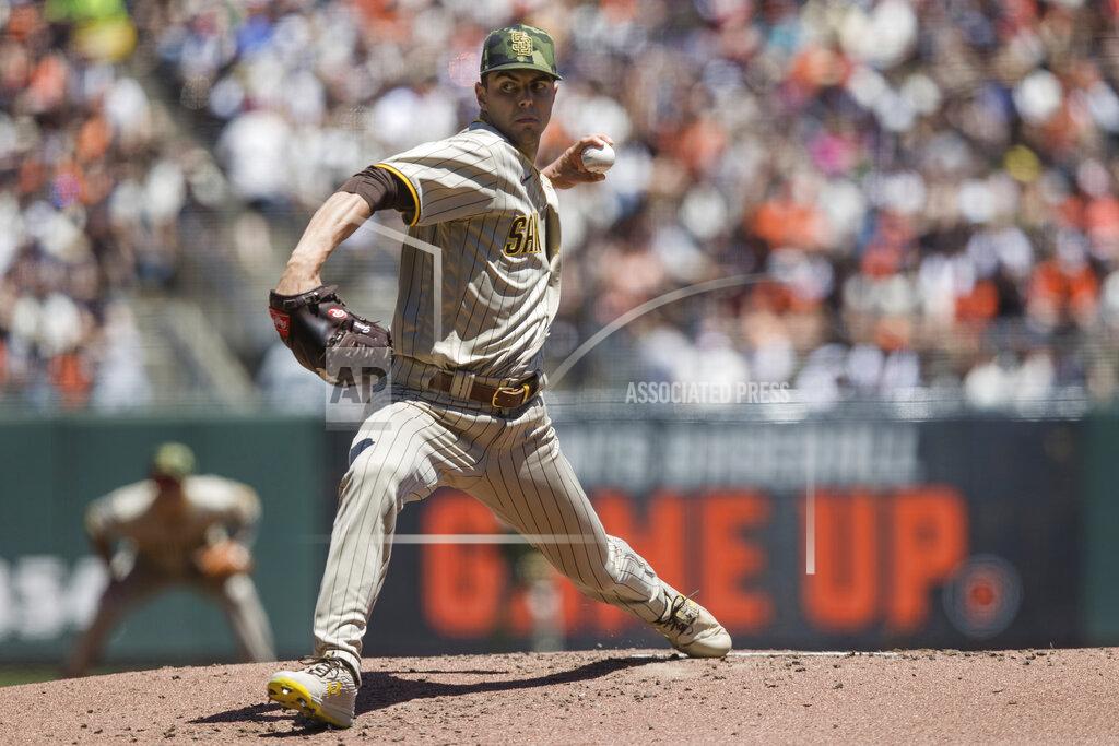John Hefti San Diego Padres' MacKenzie Gore pitches against the San Francisco Giants during the first inning of a baseball game in San Francisco, Sunday, May 22, 2022. (AP Photo/John Hefti)