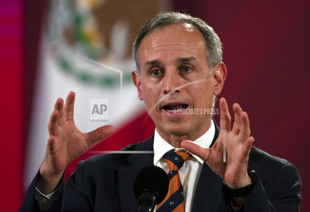 Marco Ugarte Deputy Health Secretary Hugo Lopez-Gatell speaks during a press conference about the new coronavirus, at the Palacio Nacional in Mexico City, Monday, July 13, 2020. Mexico has surpassed 35,000 confirmed COVID-19 deaths and has received a rare critique from the World Health Organization. (AP Photo/Marco Ugarte)
