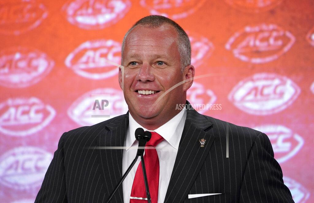 Chuck Burton North Carolina State head coach Dave Doeren speaks during the Atlantic Coast Conference NCAA college football media day in Charlotte, N.C., Wednesday, July 17, 2019. (AP Photo/Chuck Burton)