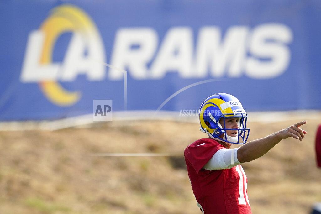 Marcio Jose Sanchez Los Angeles Rams quarterback Jared Goff signals during NFL football training camp, Tuesday, Aug. 18, 2020, in Thousand Oaks, Calif. (AP Photo/Marcio Jose Sanchez)