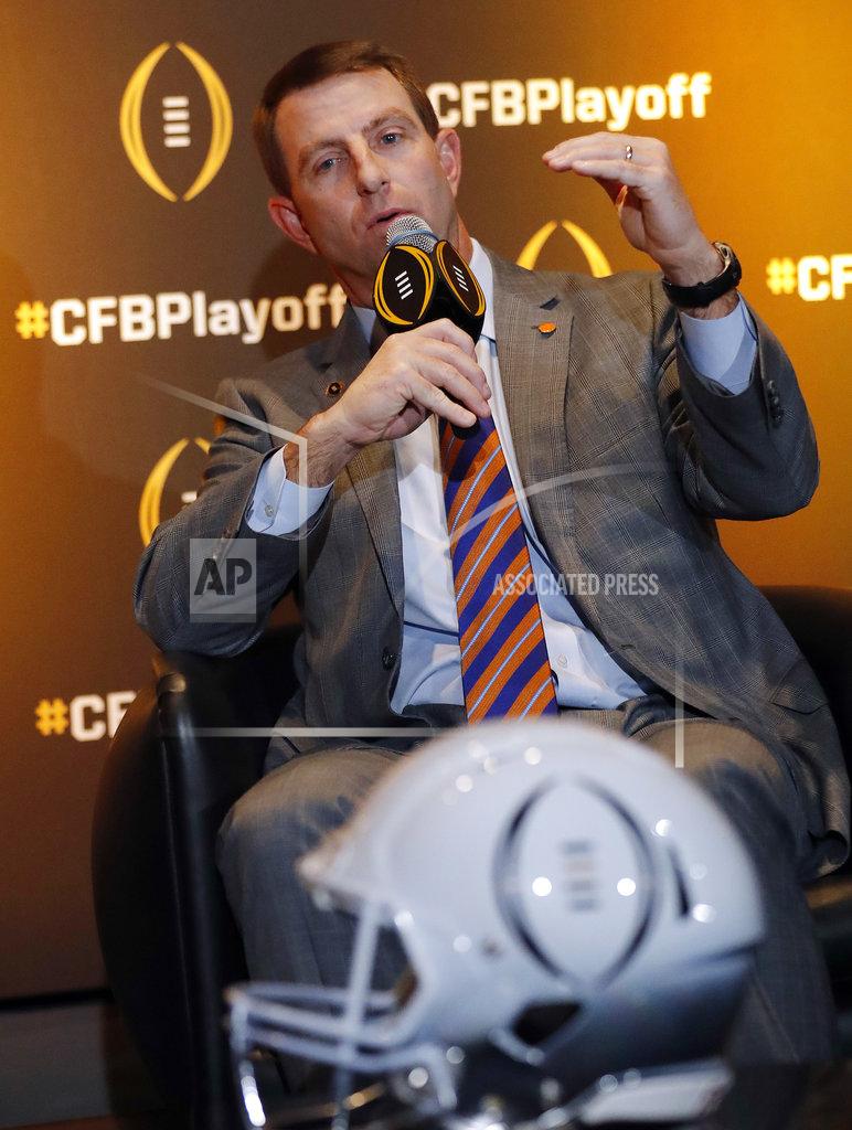 John Bazemore Clemson coach Dabo Swinney speaks during a news conference Thursday, Dec. 6, 2018, in Atlanta. Clemson is one of the four teams in the College Football Playoff. (AP Photo/John Bazemore)
