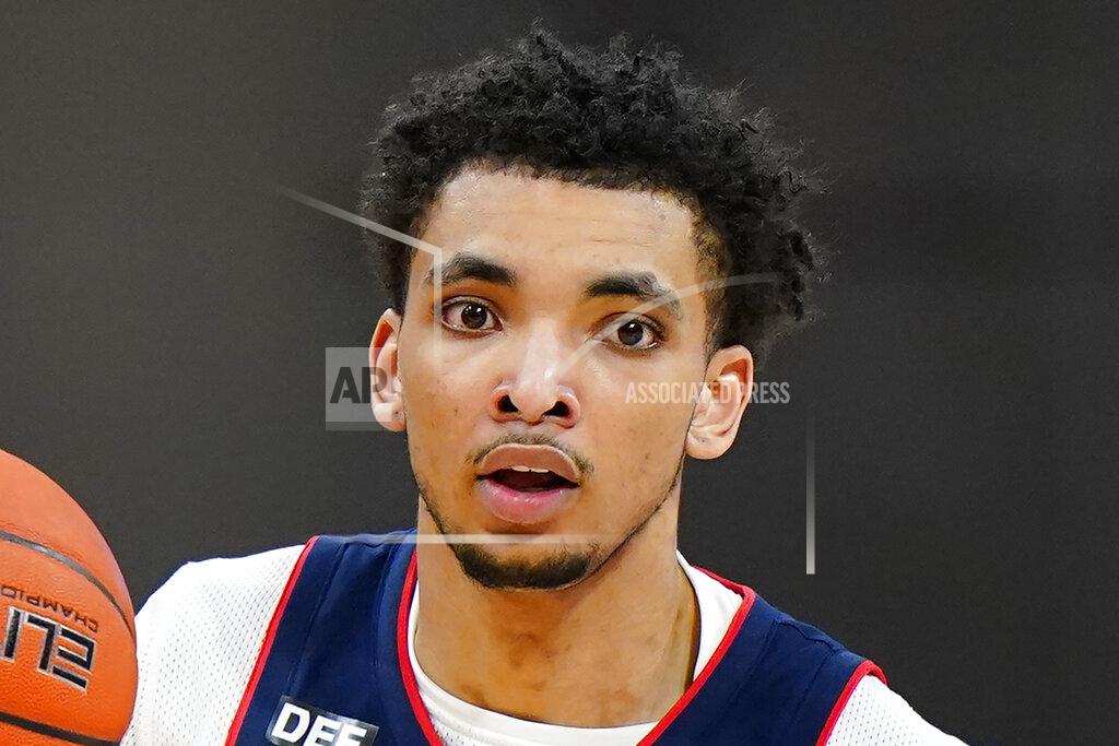 Matt Slocum FILE - In this Feb. 20, 2021, file photo, Connecticut's James Bouknight plays during an NCAA college basketball game against Villanova in Villanova, Pa. Bouknight was selected by the Charlotte Hornets in the NBA draft Thursday, July 29, 2021. (AP Photo/Matt Slocum, File)