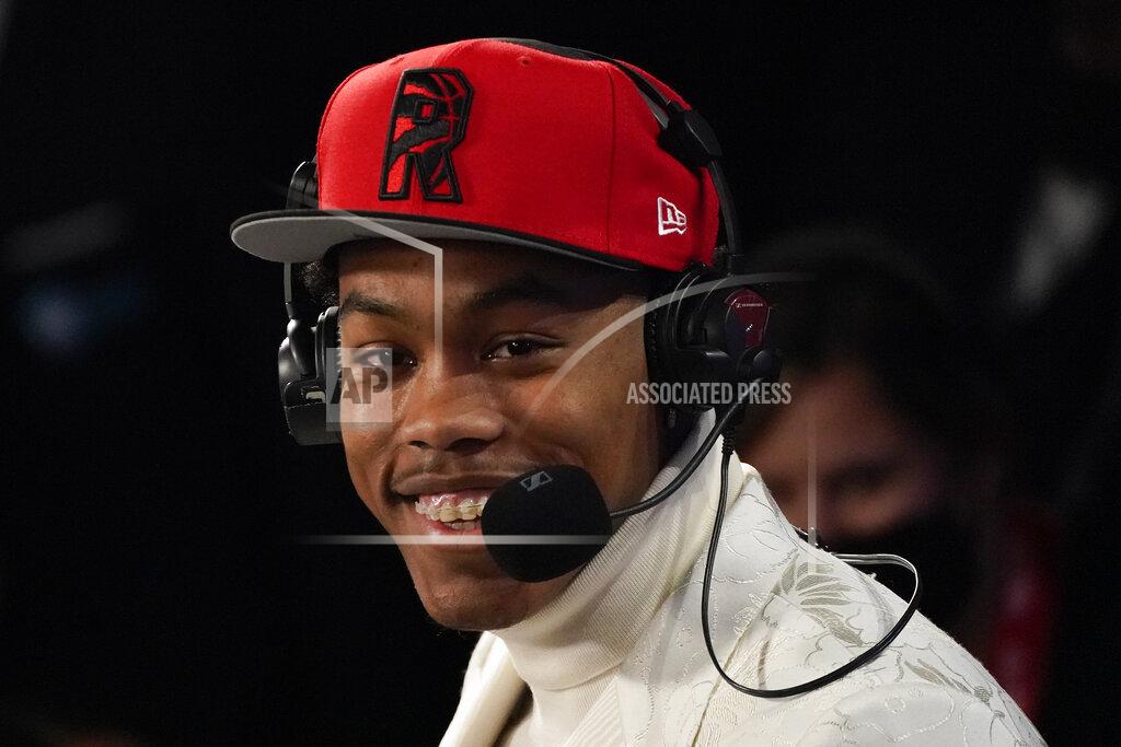Corey Sipkin Scottie Barnes answers questions during an interview after being selected fourth overall by the Toronto Raptors during the first round of the NBA basketball draft, Thursday, July 29, 2021, in New York. (AP Photo/Corey Sipkin)