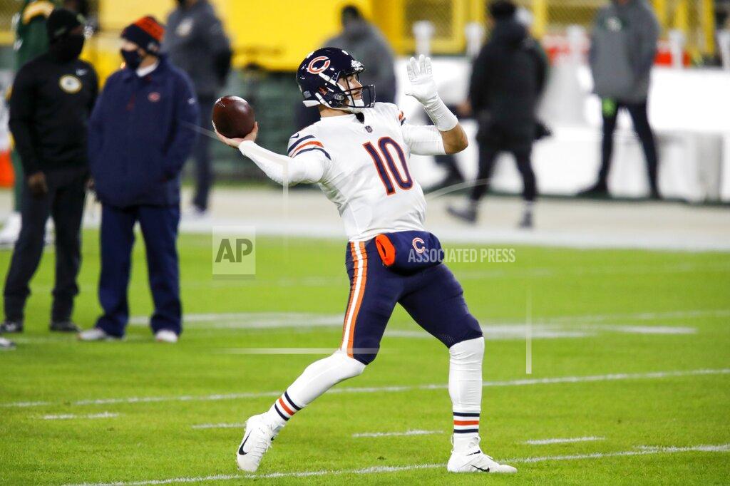 Matt Ludtke Chicago Bears' Mitchell Trubisky warms up before an NFL football game against the Green Bay Packers Sunday, Nov. 29, 2020, in Green Bay, Wis. (AP Photo/Matt Ludtke)