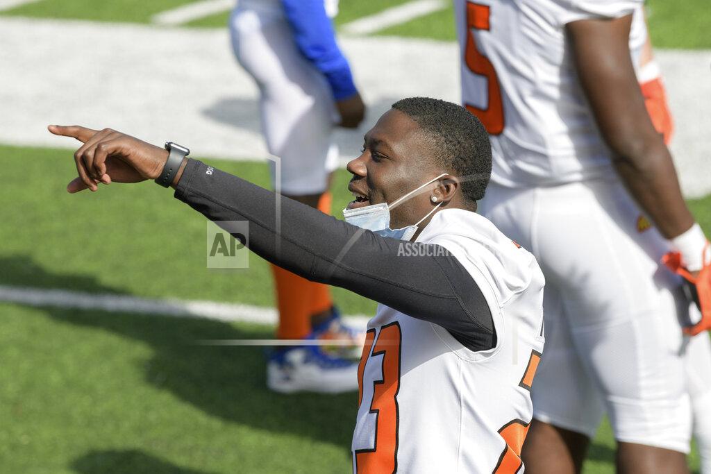 Matthew Hinton FILE - American Team defensive back Robert Rochell of Central Arkansas (23) walks the sidelines during the NCAA Senior Bowl college football game in Mobile, Ala., in this Saturday, Jan. 30, 2021, file photo. Rochelle is a member of The Associated Press FCS All-America team, announced Wednesday, May 12, 2021. (AP Photo/Matthew Hinton, File)